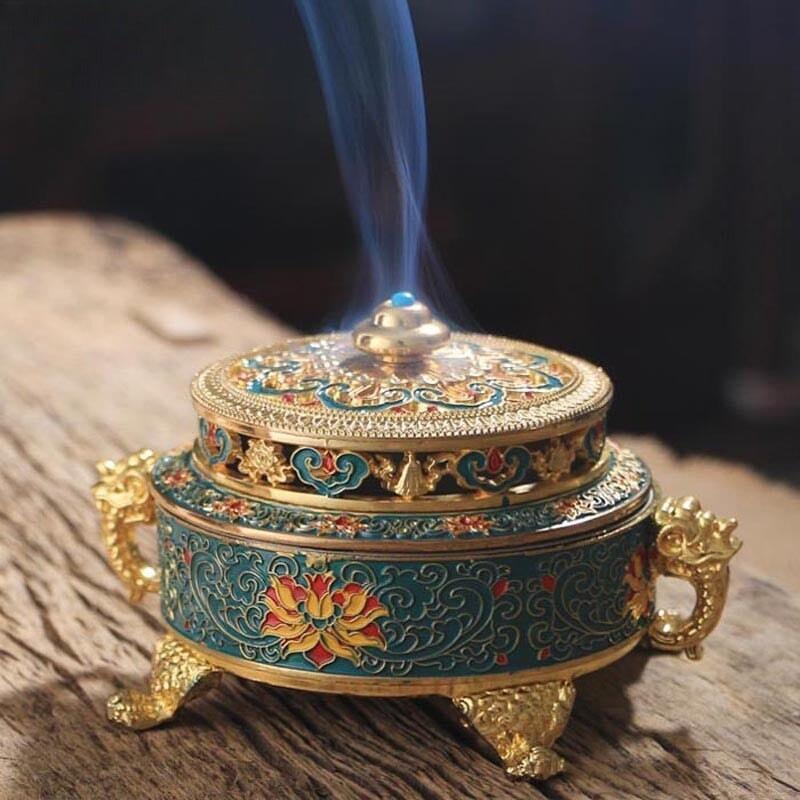 Porte Encens Tibétain | Arôme Subtil - Designix Porte encens Bleu | 7 x 10.6 cm