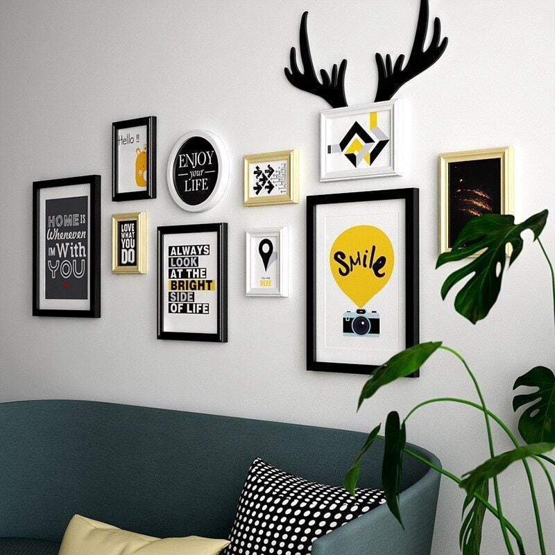 Posters Muraux | Vibrations Envoûtantes - Designix Posters Noir et jaune 12 Cadres