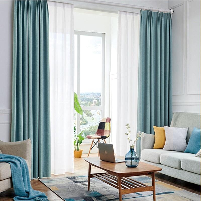 Rideau en Lin | Étoffe Élégante - Designix Rideau Bleu 100x200cm