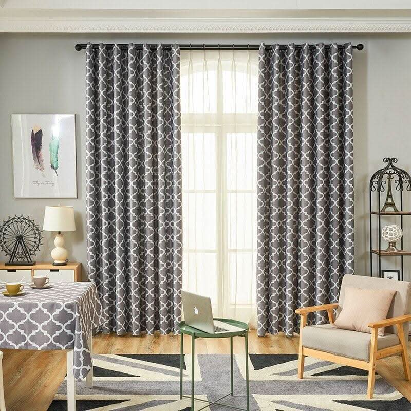Rideau Occultant Imprimé | Tulle Brillant - Designix Rideau Gris 100cm x 250cm