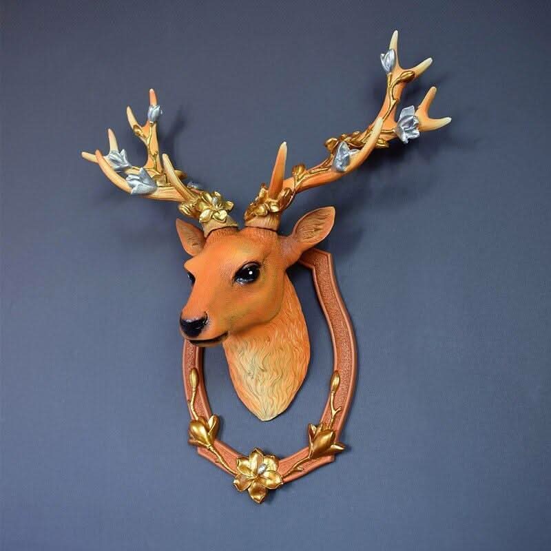 Sculpture Cerf Abstraite 3D | Naut - Designix Tête d'animaux Orange