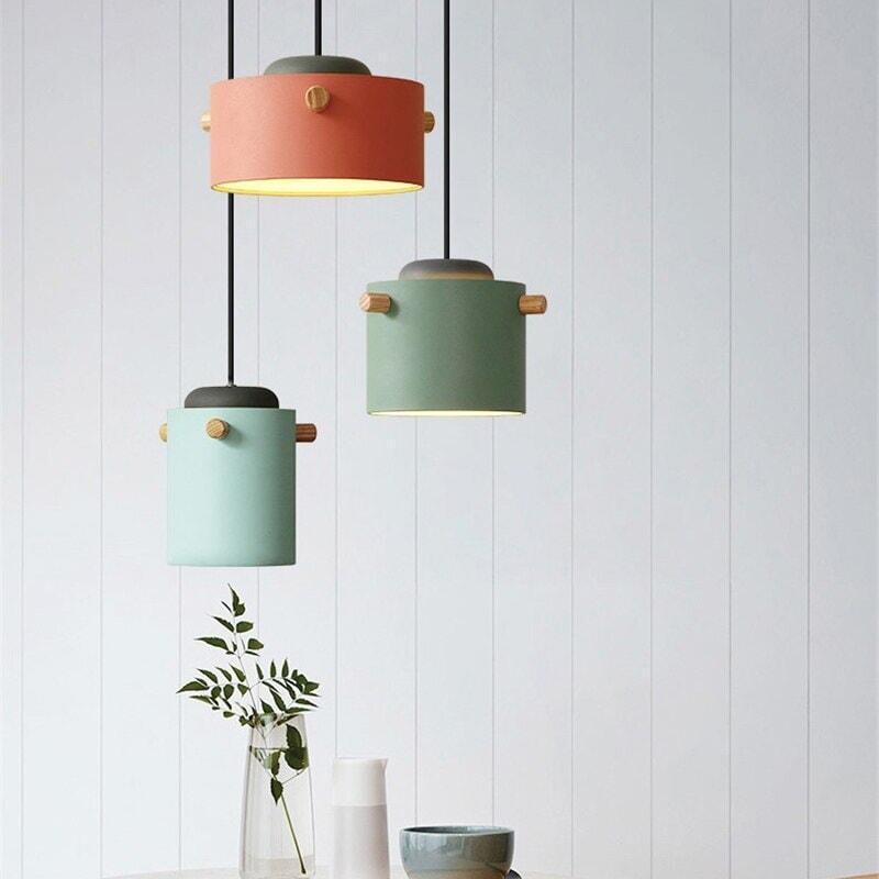 Suspension Luminaire en Bois | Harmonie Envoûtante - Designix Suspension luminaire 15 cm | Bleu