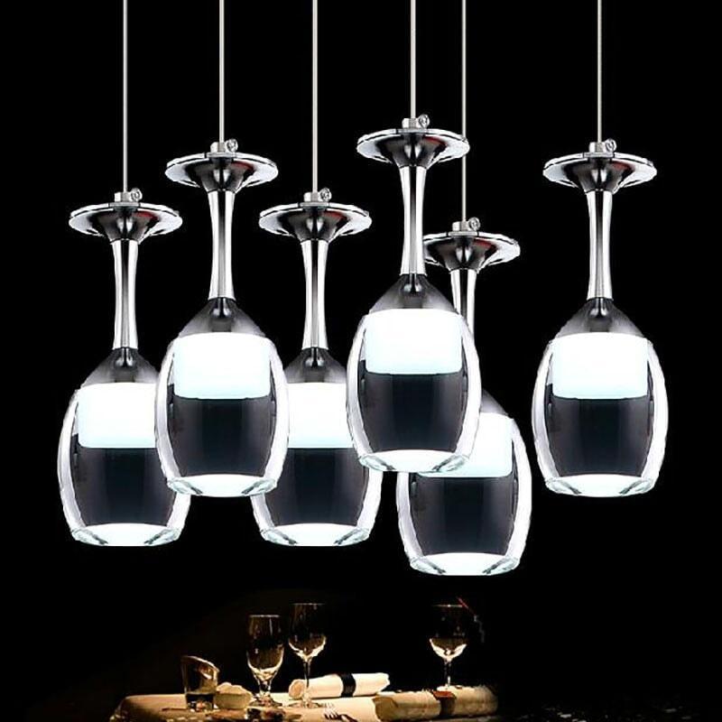 Suspension Luminaire Verre à Vin | Esprit Vinicole - Designix Suspension luminaire Argent 1 verre Blanc Froid (6000 - 6500K)