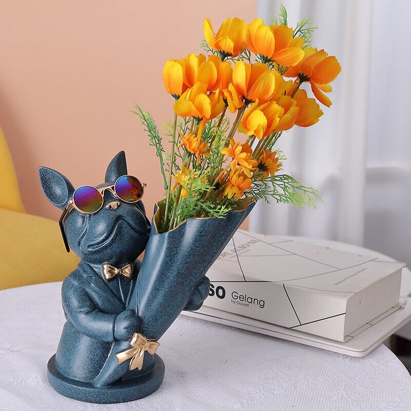 Vase Home Decor,Figurine Miniature,French Bulldog,Sculpture,Desktop Flower Vase,Table Decoration,Modern,Living Room,Decorative Statue | Designix - 0    - https://designix.fr/