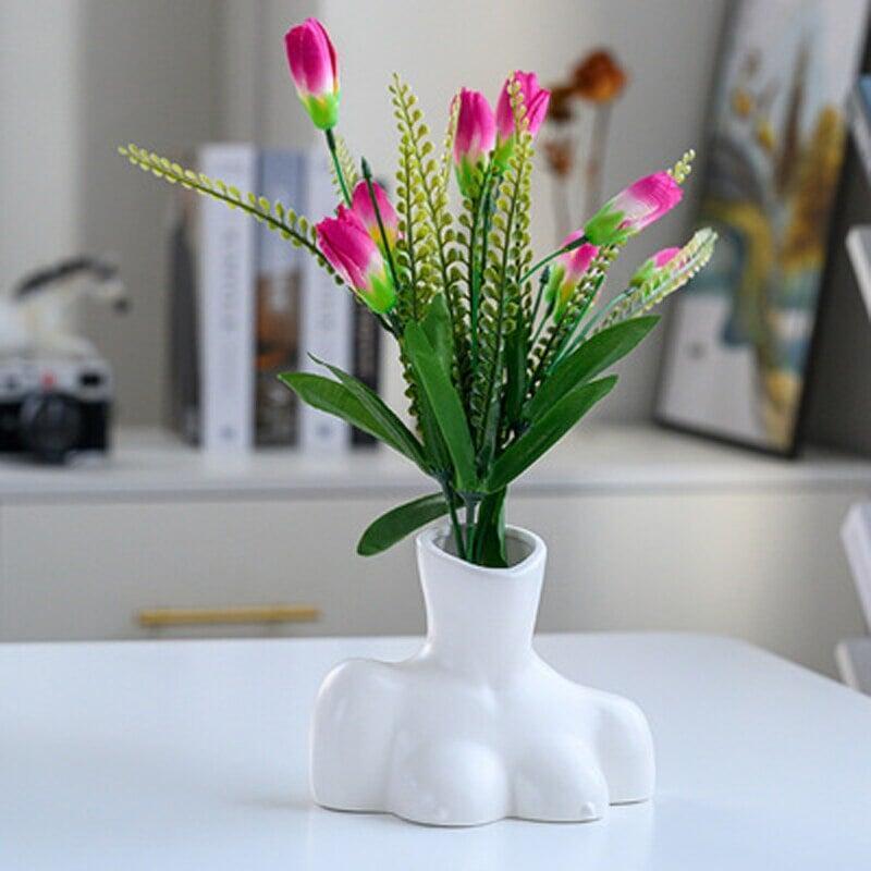 Vase Moderne Fleurs Artificielles | Sol - Designix Vase Blanc | Petit Buste