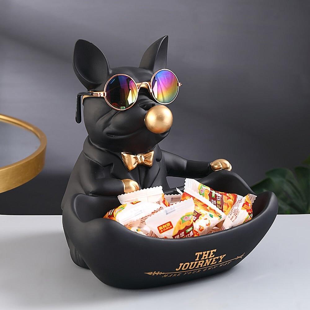Vide Poche Design Bouledogue | Peanut - Designix Vide poche Noir