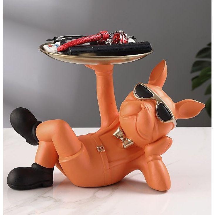 Vide Poche Design Bouledogue | Rocky - Designix Vide poche Orange