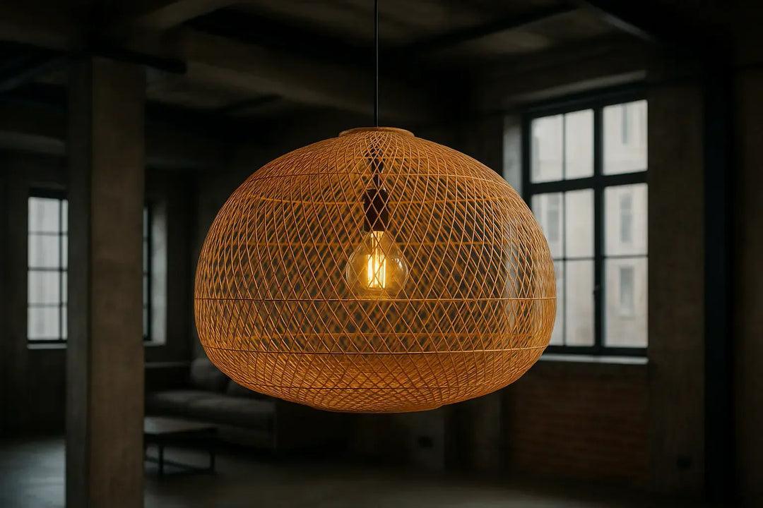 Suspension rotin XXL pour un loft : intégrer sans alourdir