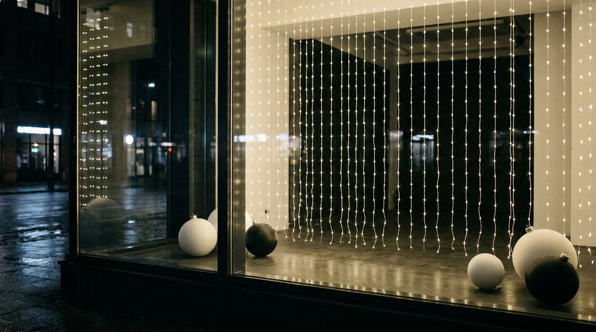 Vitrine de Noël minimaliste : réussir sa guirlande lumineuse