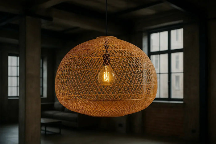 Suspension rotin XXL pour un loft : intégrer sans alourdir