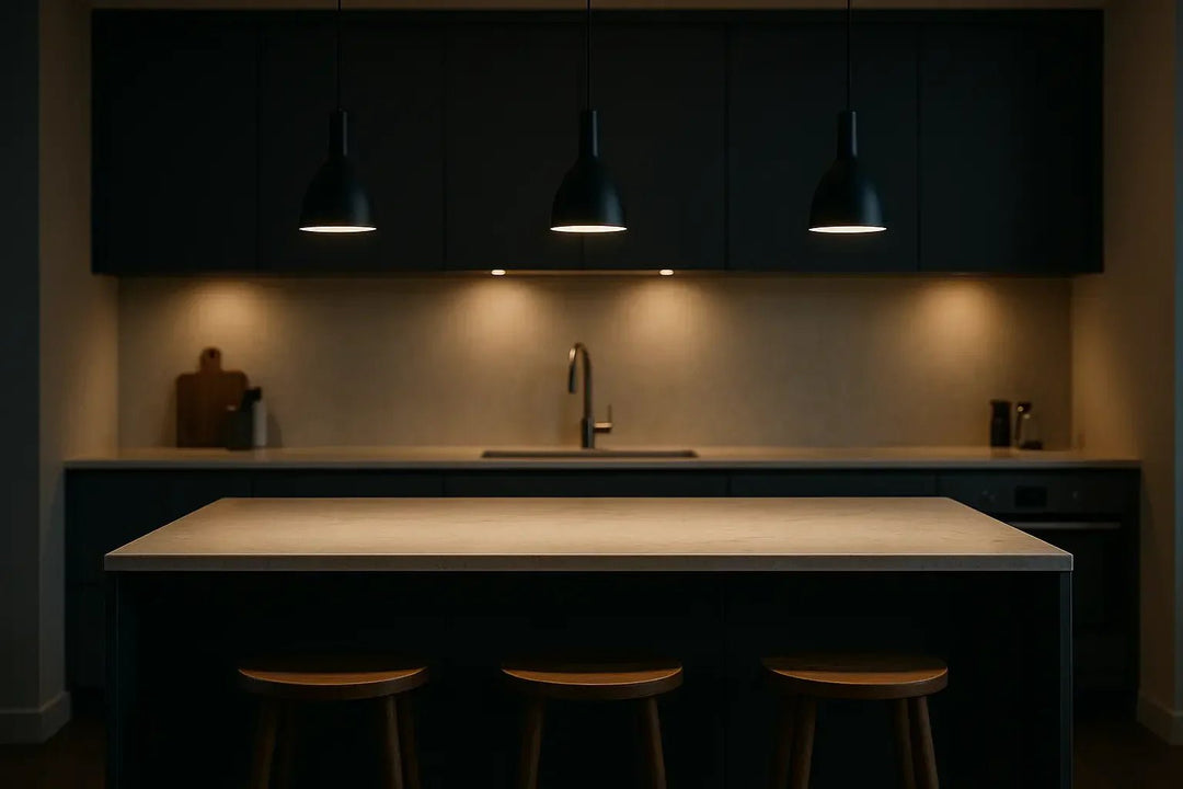 Suspensions multiples cuisine îlot : équilibrer la lumière - Designix