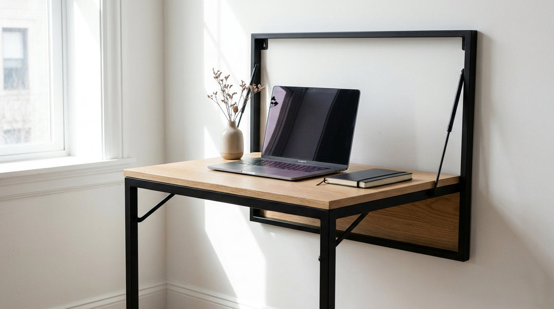Bureau pliable design d'appoint — bureau pliant rabattable bois chêne pour studio télétravail chambre | Designix