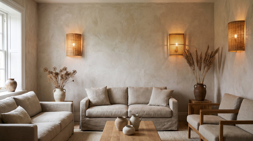 Appliques murales en bambou et osier