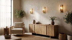 Appliques murales en laiton et verre