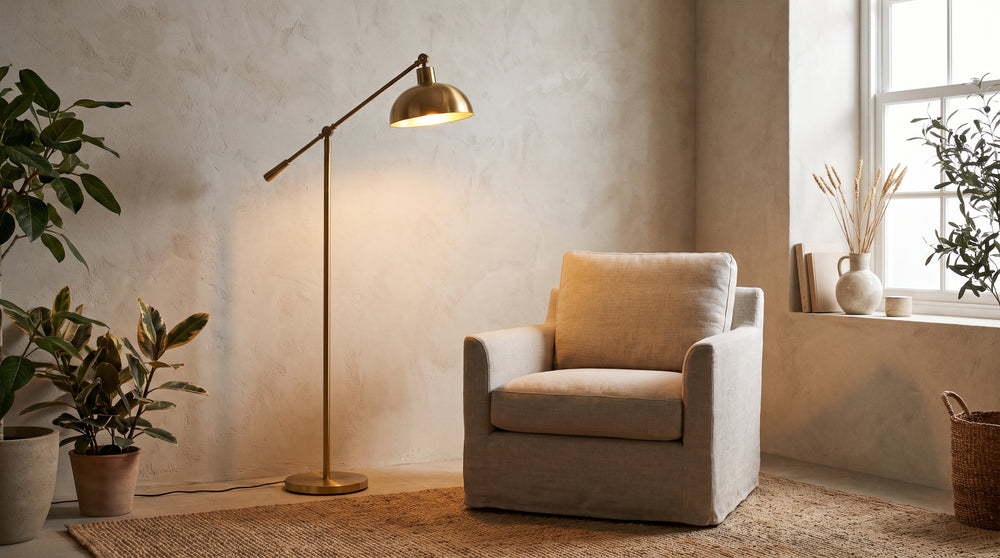 Lampadaire salon dore
