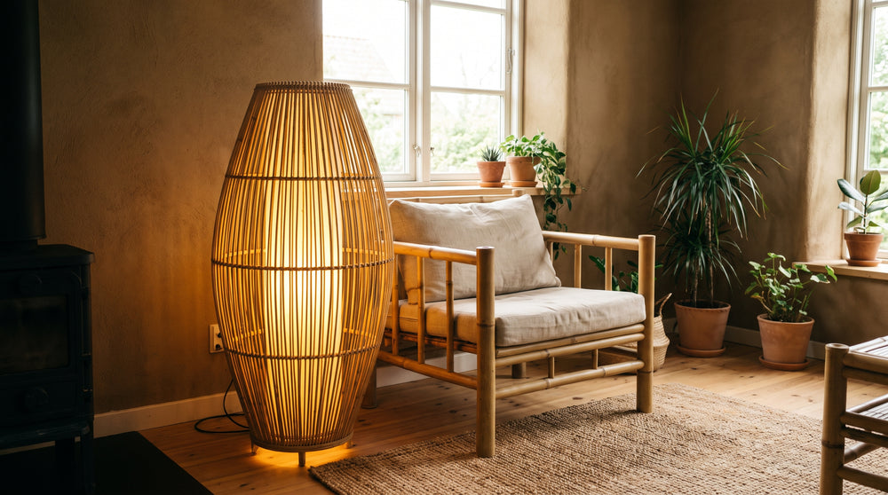 Lampadaires en bambou pour salon