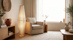 Lampadaires en bois coloris blanc