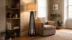 Lampadaires en bois coloris noir