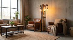 Lampadaires en bois et métal style industriel