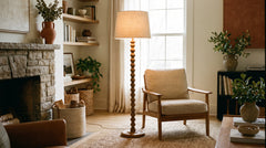 Lampadaires en lin et bois