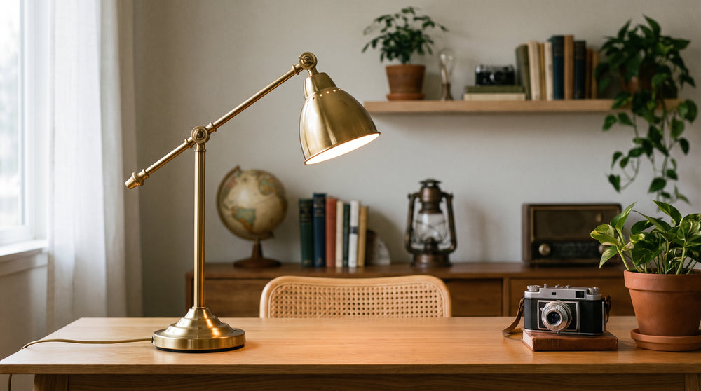 Lampes à poser coloris doré pour bureau