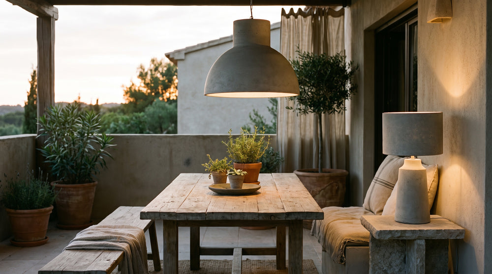 Luminaires en béton pour terrasse