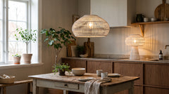 Luminaires en bois coloris blanc pour cuisine