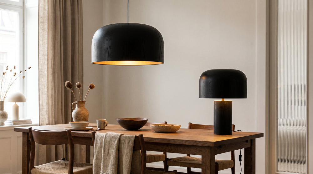 Luminaires en bois coloris noir