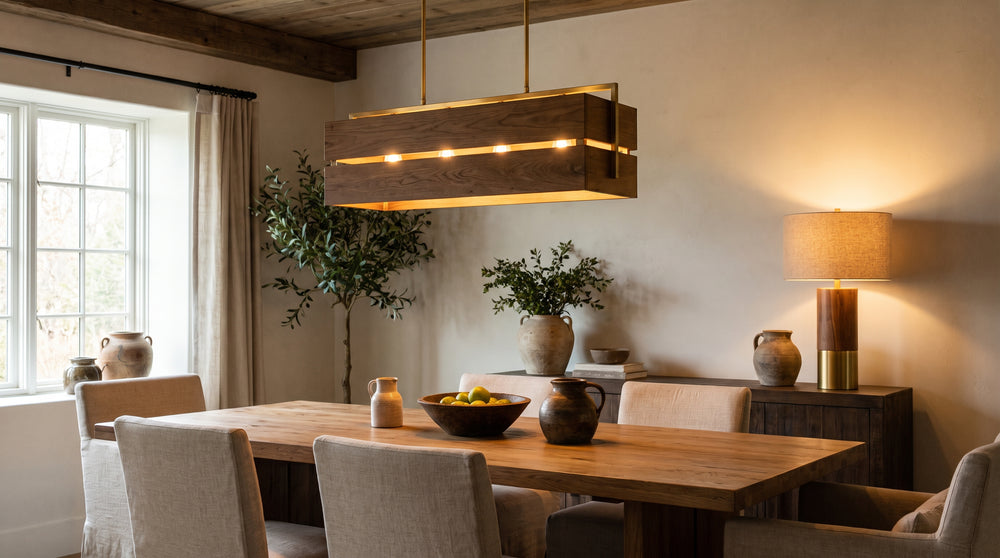 Luminaires en métal et bois