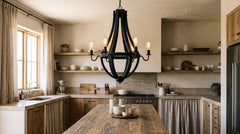 Lustres en bois coloris noir pour cuisine