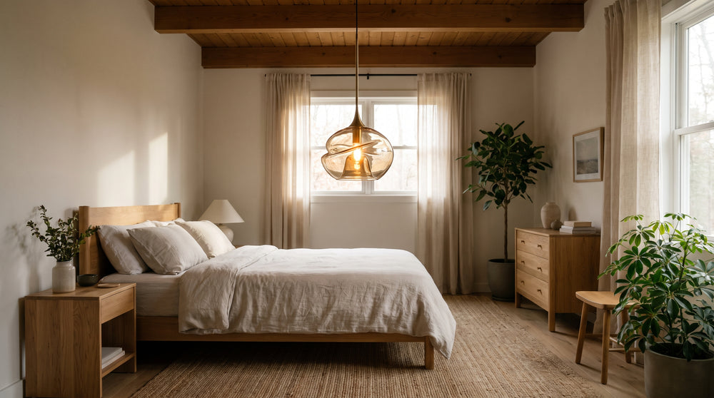 Suspensions coloris bleu pour chambre