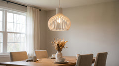 Suspensions en bois coloris blanc
