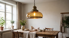 Suspensions en laiton et verre vintage