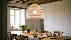 Suspensions en rotin coloris blanc