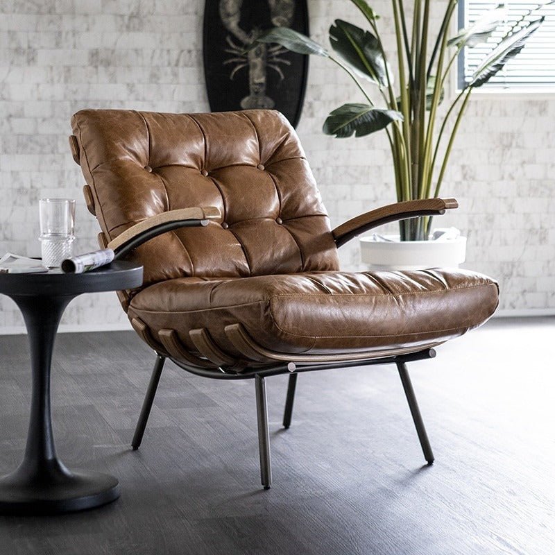 Fauteuil cuir vintage dès 149€ — club, aviateur, mid-century, patiné ▷  Designix