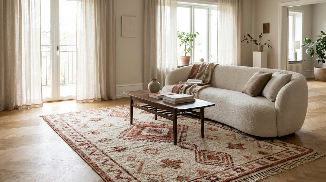 Tapis moderne berbère crème terracotta — Designix