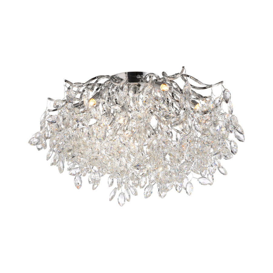 Plafonnier Ricicle 10 lumières chromé, cristal