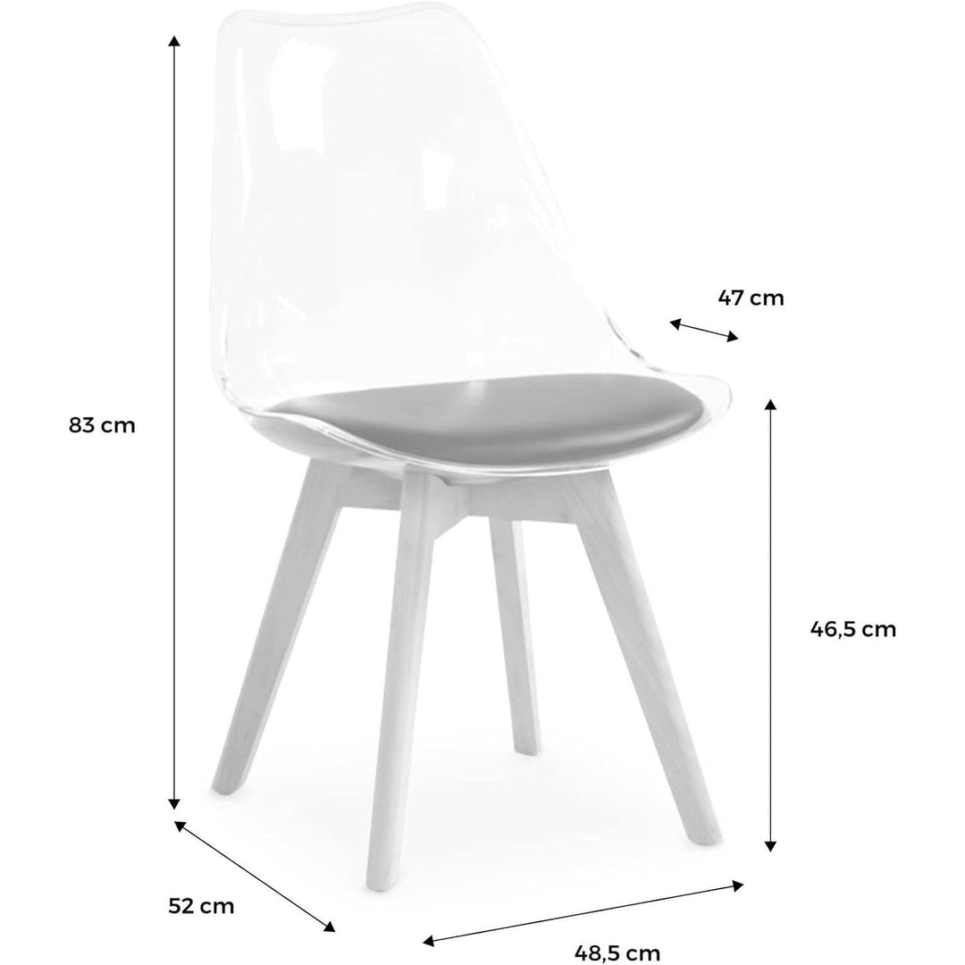 Alice'S Home - Lot De 4 Chaises Scandinaves - Lagertha - Pieds Bois. Fauteuils 1 Place. Coussin Blanc. Coque Transparente | Designix - Amazon    - https://designix.fr/