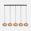 Suspension 5 lumières corde naturelle, barre 110 cm | Cordéa