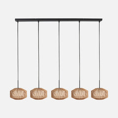 Suspension 5 lumières corde naturelle, barre 110 cm | Cordéa