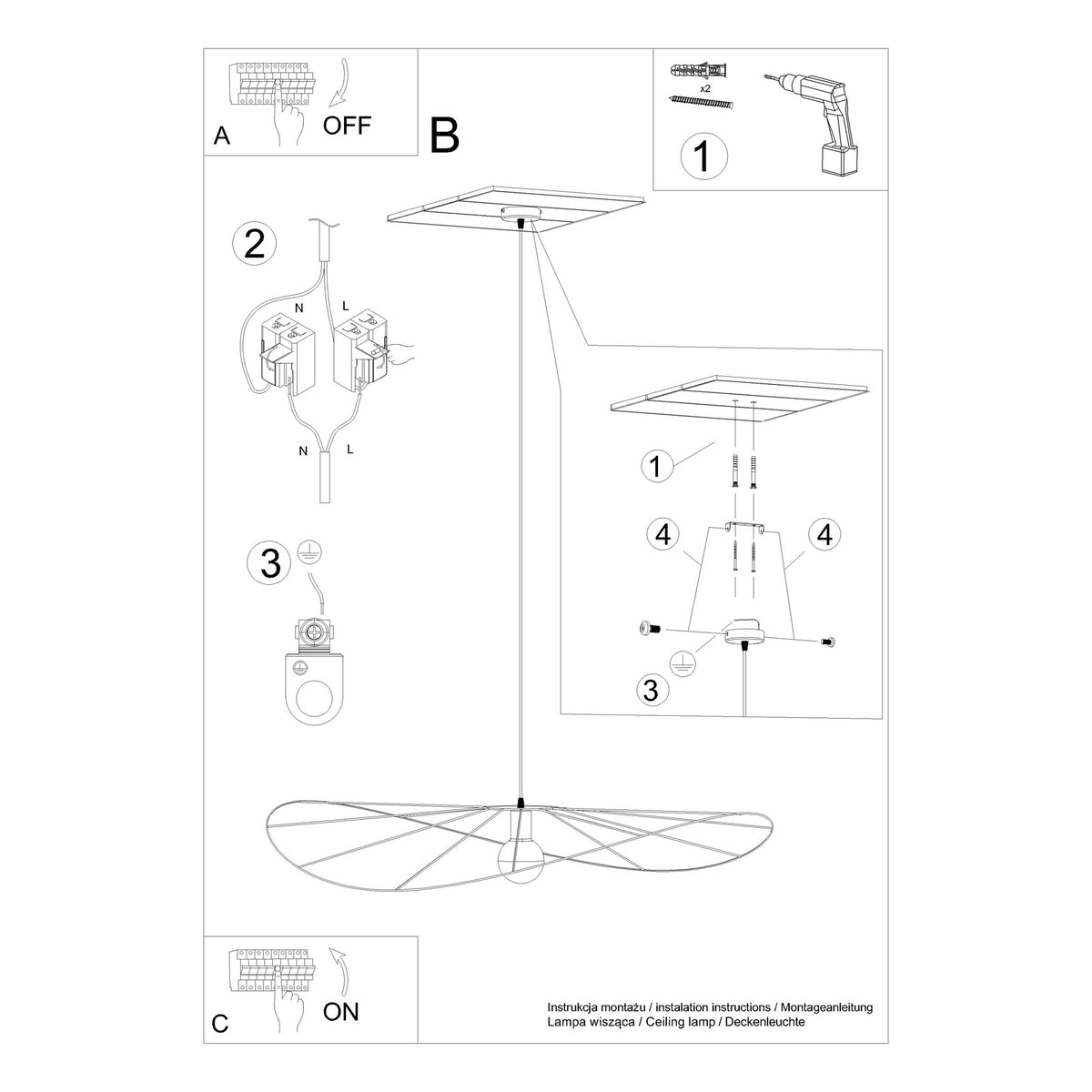 Lampe suspendue ESKOLA 110 noir
