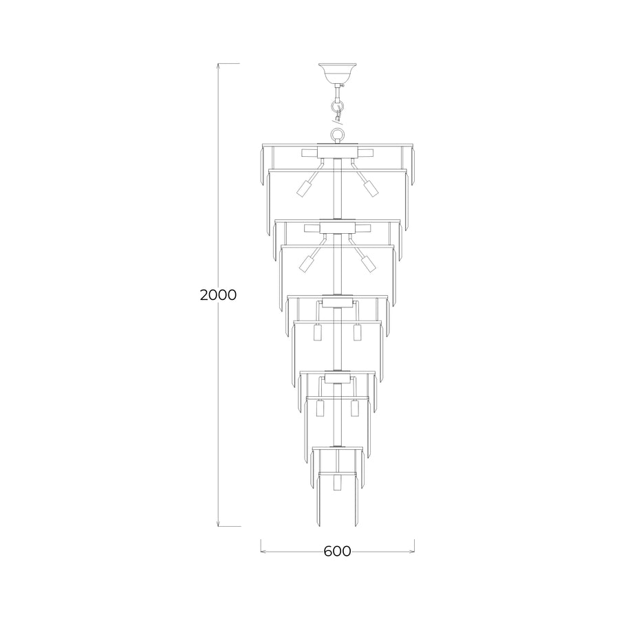 Suspension Luxe dorée, verre, L 61 cm