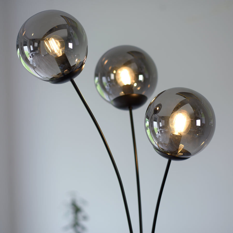 Lampadaire Big Widow 3 lumières noir, verre