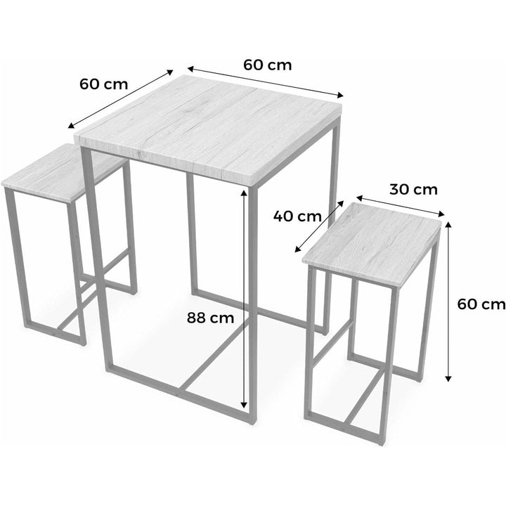 Alice'S Home - Set Table Haute Carré - Loft - Avec 2 Tabourets De Bar. Acier Et Décor Bois. Encastrable. Design | Designix - Amazon    - https://designix.fr/