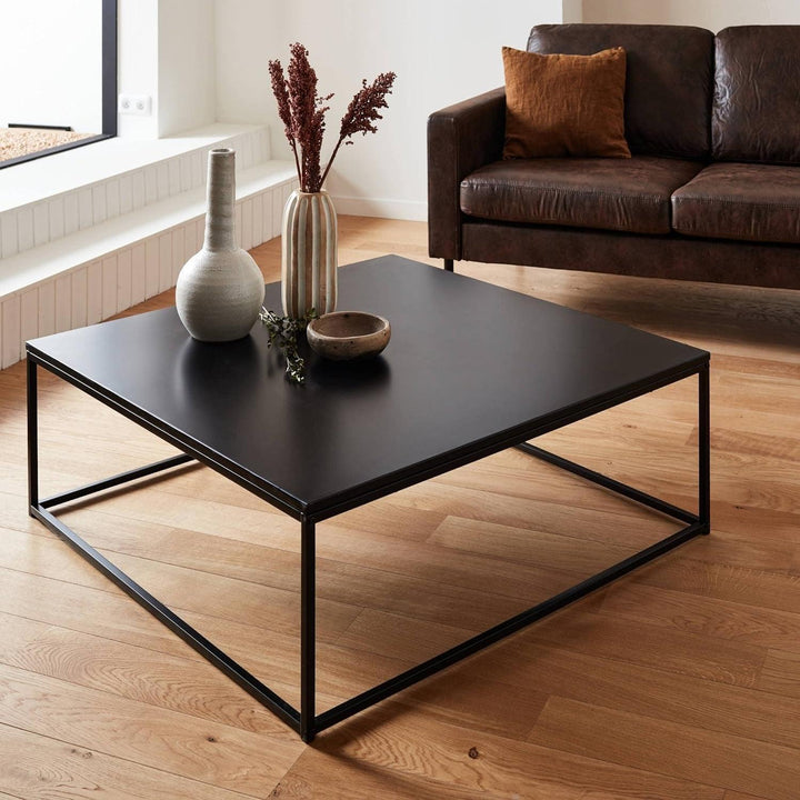 Alice'S Home - Table Basse. Industrielle. Structure Métal Noir. L 100 X L 100 X H 36Cm | Designix - Amazon    - https://designix.fr/