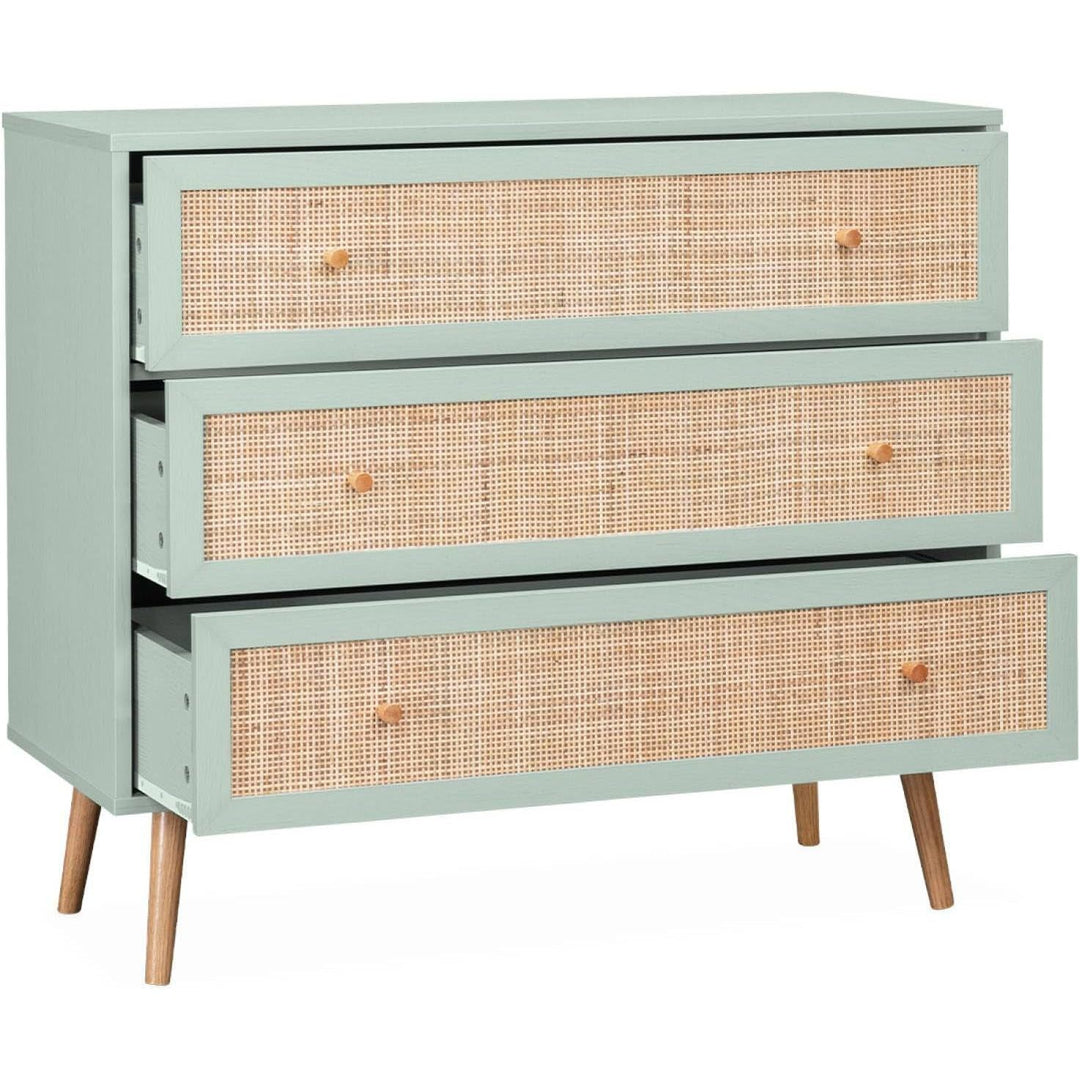 Alice'S Home - Commode En Décor Bois Vert Céladon Et Cannage 90X39X79Cm - Bohème - 3 Tiroirs | Designix - Amazon    - https://designix.fr/