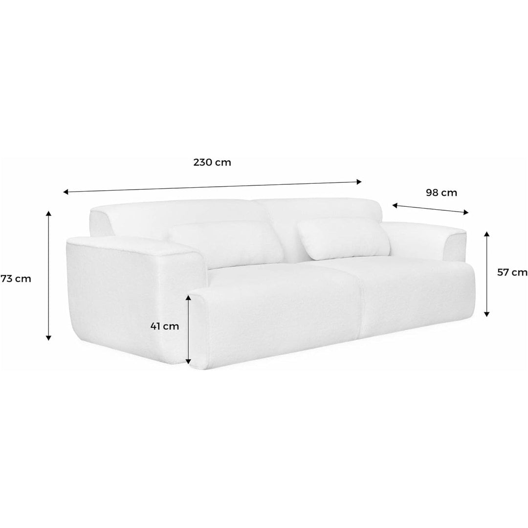 Alice'S Home - Canapé 3 Places. Tissu Bouclette. 2 Coussins Déhoussables. Wallas L 230 X P 98 X H 73Cm | Designix - Amazon    - https://designix.fr/