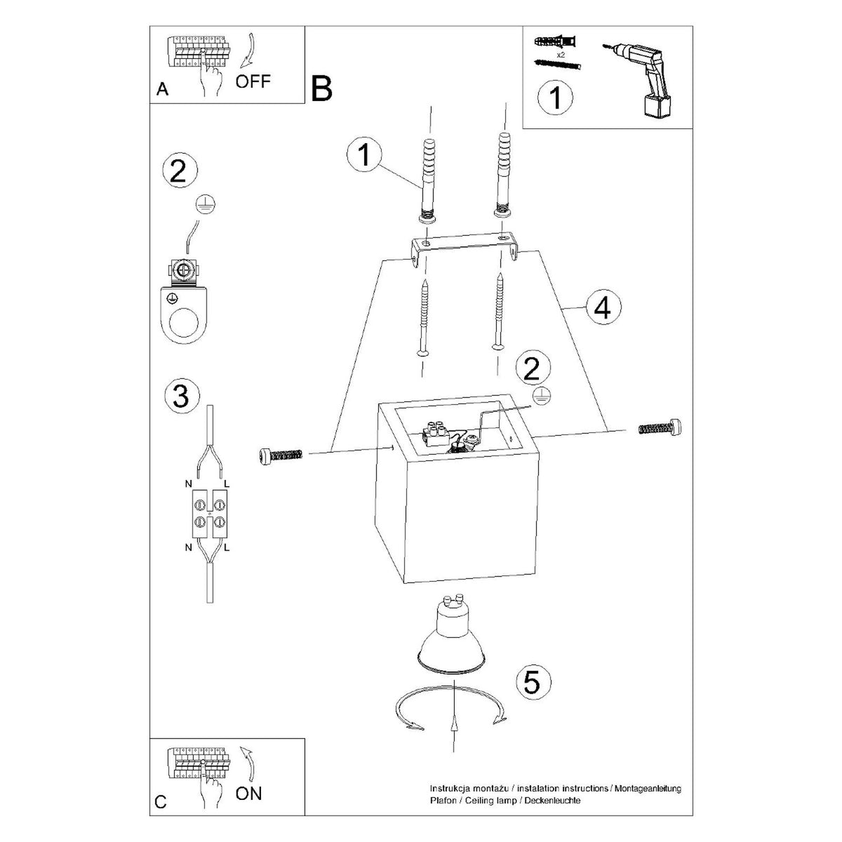 Plafonnier QUAD en bois naturel