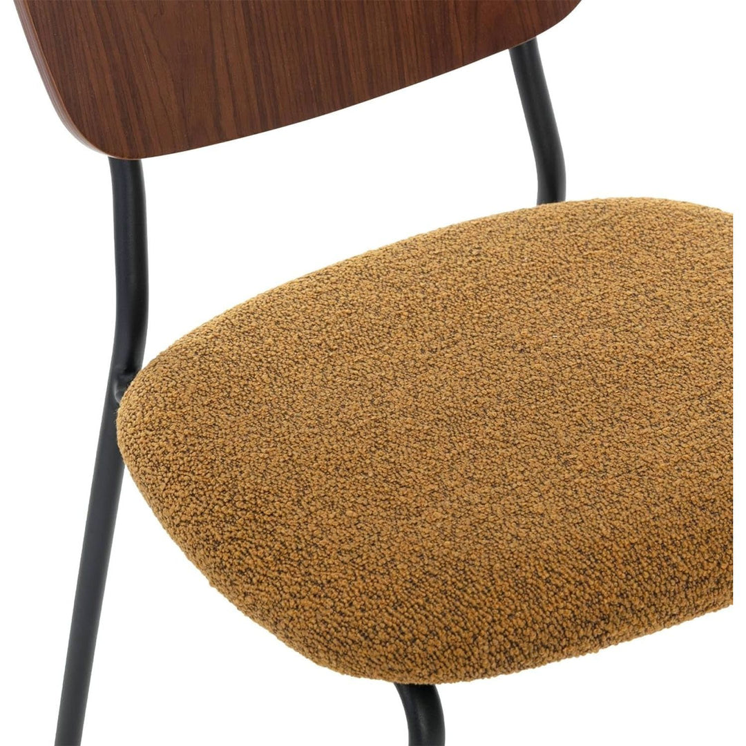 Alice'S Home - Lot De 2 Chaises Assise Bouclette Texturée Moutarde. Dossier Bois De Peuplier Courbé. Pieds En Métal Noir Mat | Designix - Amazon    - https://designix.fr/