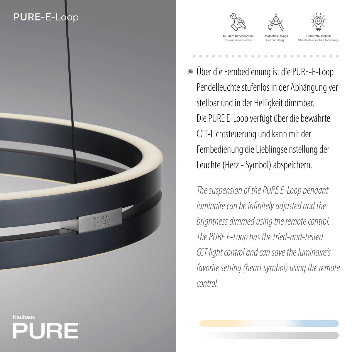 Détail de la finition mate et du bandeau lumineux de l'anneau